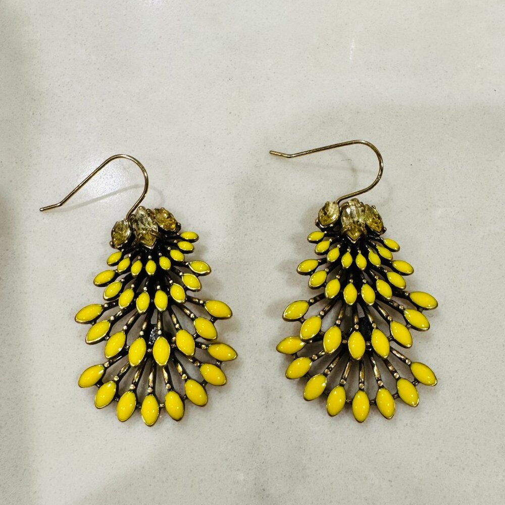 Stella & Dot NORAH Chandelier earrings yellow teardrop gold set
